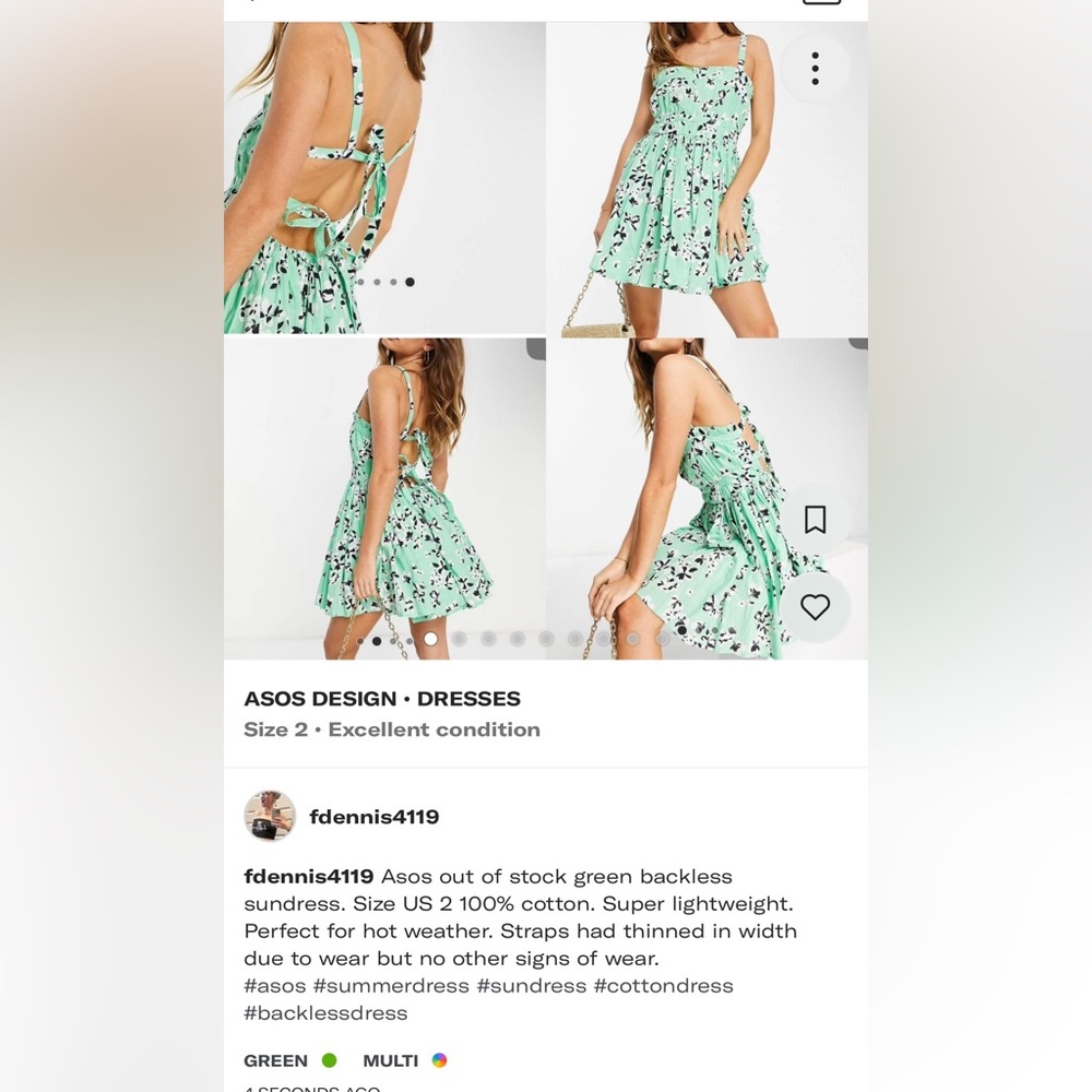 Out of stock Asos 100% cotton backless mini sundress - Picture 3 of 12